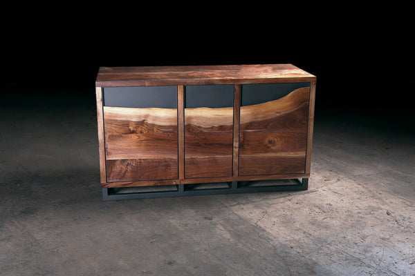 Hardwood consoles, cabinets, and entertainment storage consoles  - Custom made live natural edge storage console cabinet in Walnut. Design and handmade furniture by Urban Lumber Co.