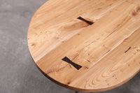 Hardwood coffee tables - Custom made nesting tables in Elm with steel hairpin legs. Design and handmade furniture by Urban Lumber Co.
